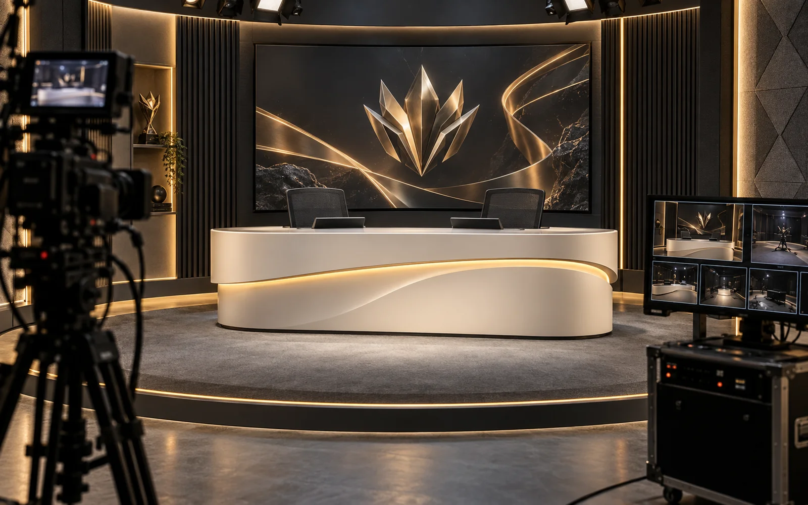 Concept exploratoire IA de plateau broadcast — pas une réalisation client